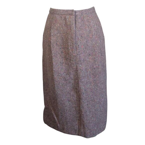 Vintage Perry Ellis Portfolio 100% Wool Tweed Pencil Skirt 12 Tan Speckled - Picture 6 of 6